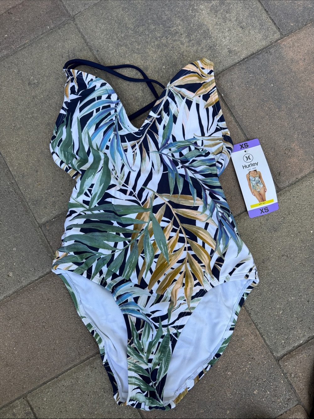 Hurley Girls' Tropical Leaf One-Piece Swimsuit in Multi-Color